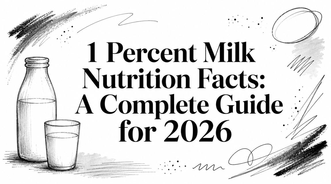Black and white sketch of a milk bottle and a glass of milk next to the title text