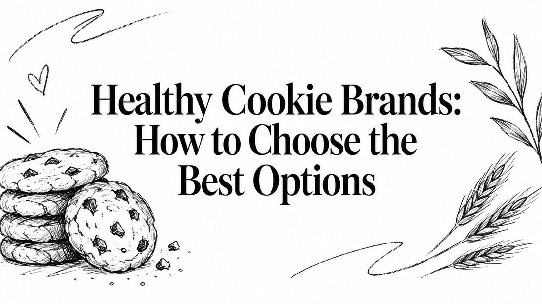 Black and white line drawing of a stack of chocolate chip cookies with a loose cookie in front with grain stalks
