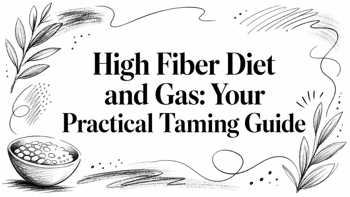 High Fiber Diet and Gas Your Practical Taming Guide A graphic with a bowl of food and leafy branches
